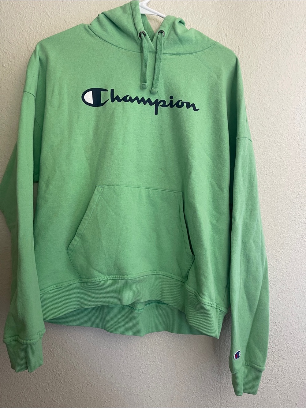 (🍏 5 for $15) Green Champion Hoodie Large